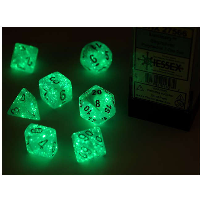 Dice: 7-set Luminary Sky/silver