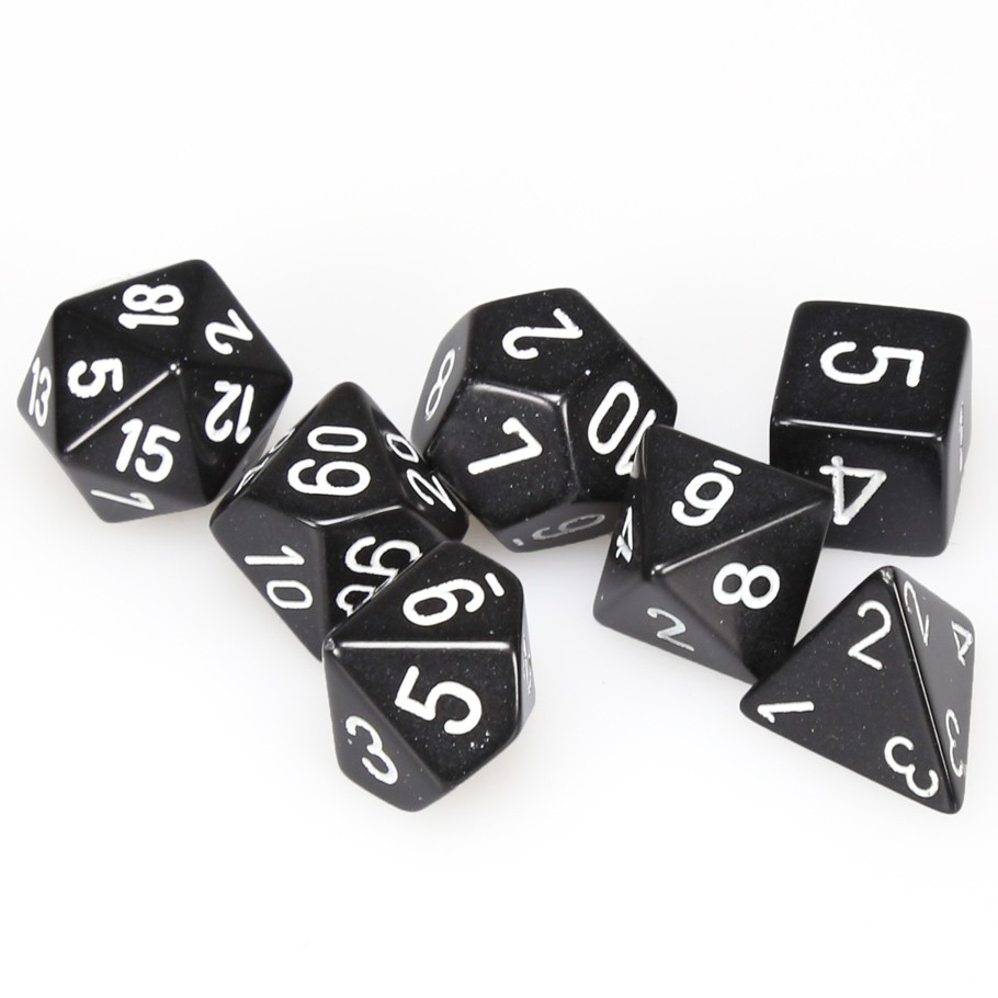 Dice: 7-set Opaque Black/white
