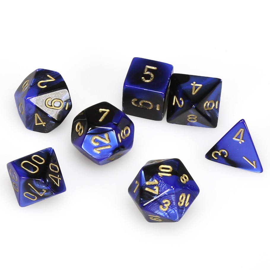 Dice: 7-set Gemini Black-Blue/gold
