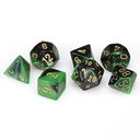 Dice: 7-set Gemini Black-Green/gold