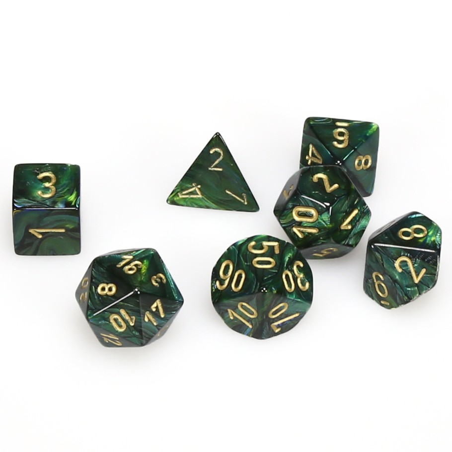 Dice: 7-set Scarab Jade/gold