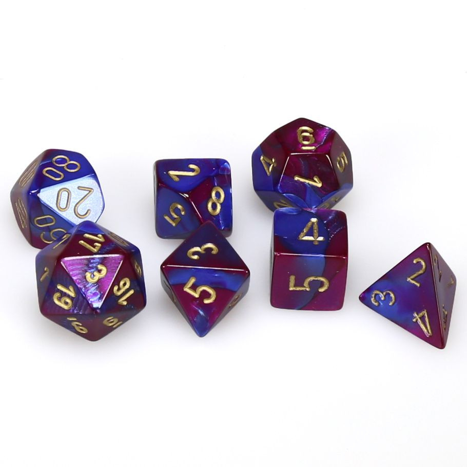 Dice: 7-set Gemini Blue-Purple/gold