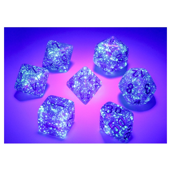 Dice: 7-set Borealis Royal Purple/gold