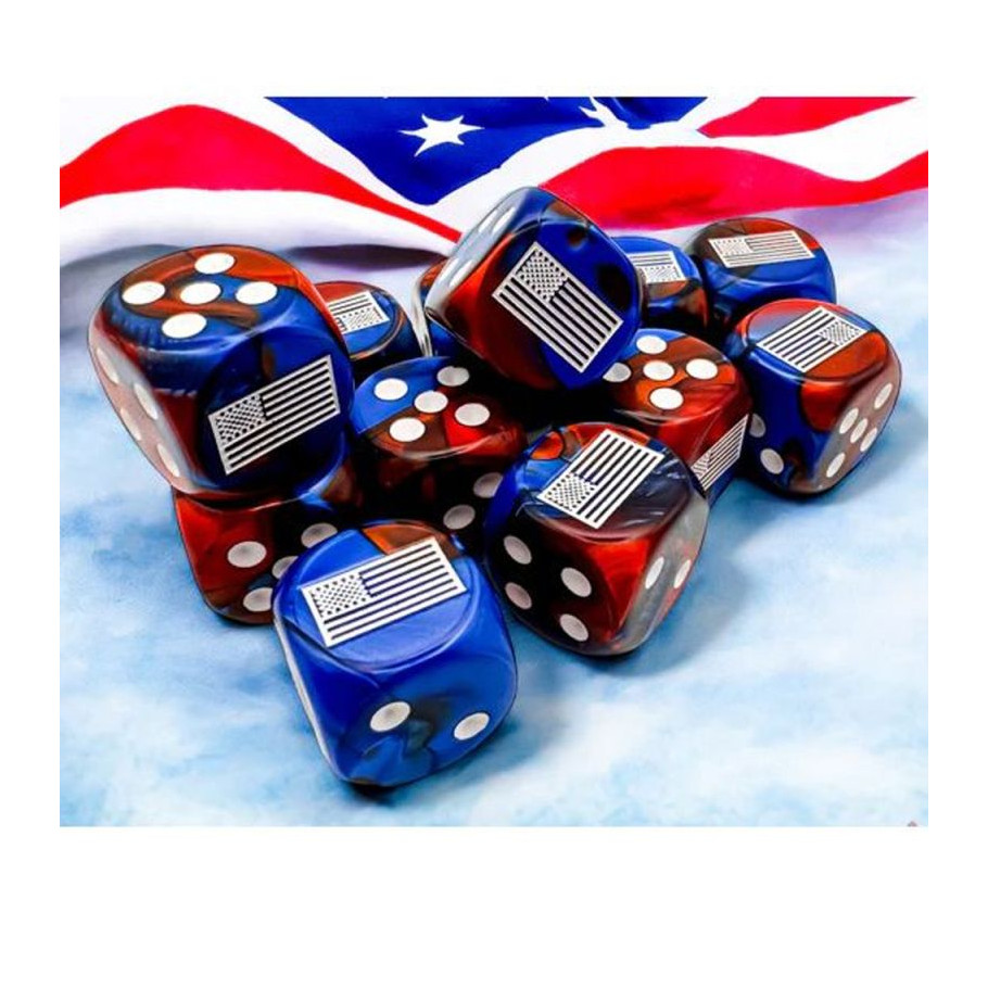 Dice: 12d6 Opaque WW2 United States Gemini Blue Red/white
