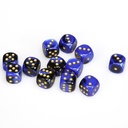 Dice: 12d6 Gemini Black-Blue/gold