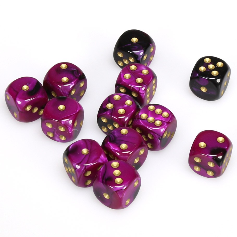 Dice: 12d6 Gemini Black-Purple/gold
