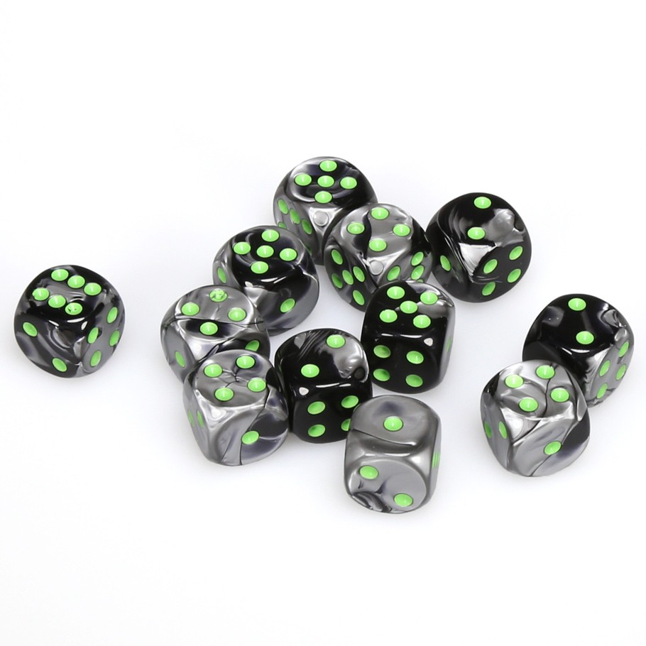 Dice: 12d6 Gemini Black-Grey/green