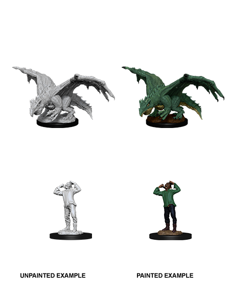 Nolzur's Marvelous Miniatures: Green Dragon Wyrmling & Afflicted Elf