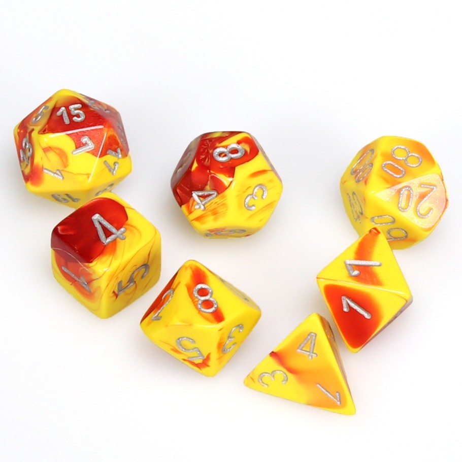 Dice: 7-set Gemini Red-Yellow/silver