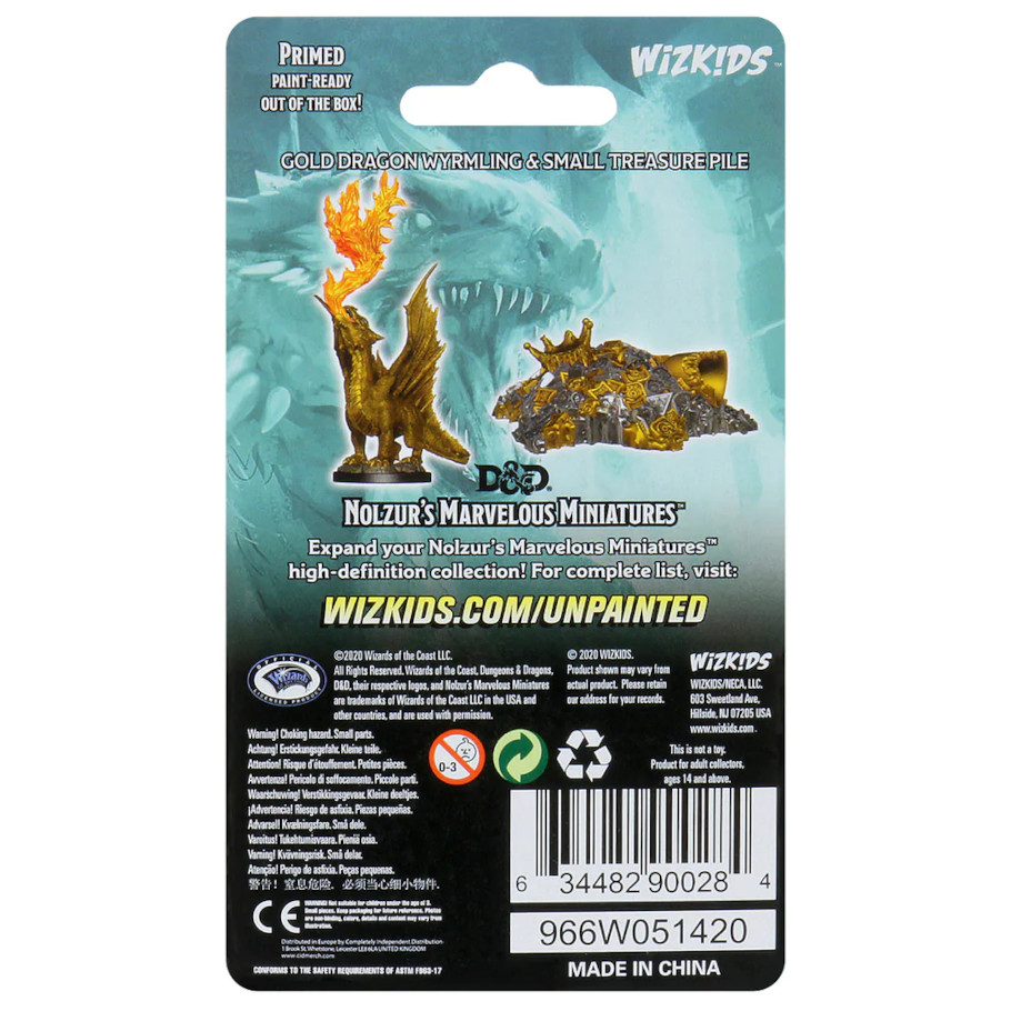 Nolzur's Marvelous Miniatures: Gold Dragon Wyrmling & Small Treasure Pile