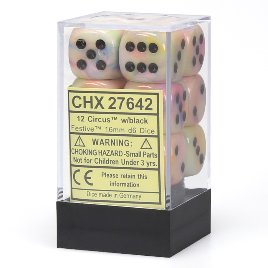 Dice: 12d6 Festive Circus/black