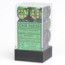 Dice: 12d6 Gemini Black-Green/gold