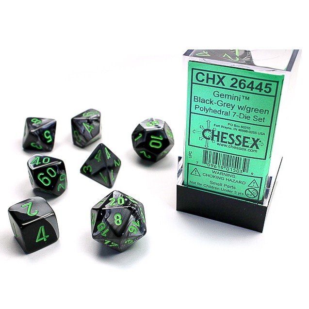 Dice: 7-set Gemini Black/Grey/green