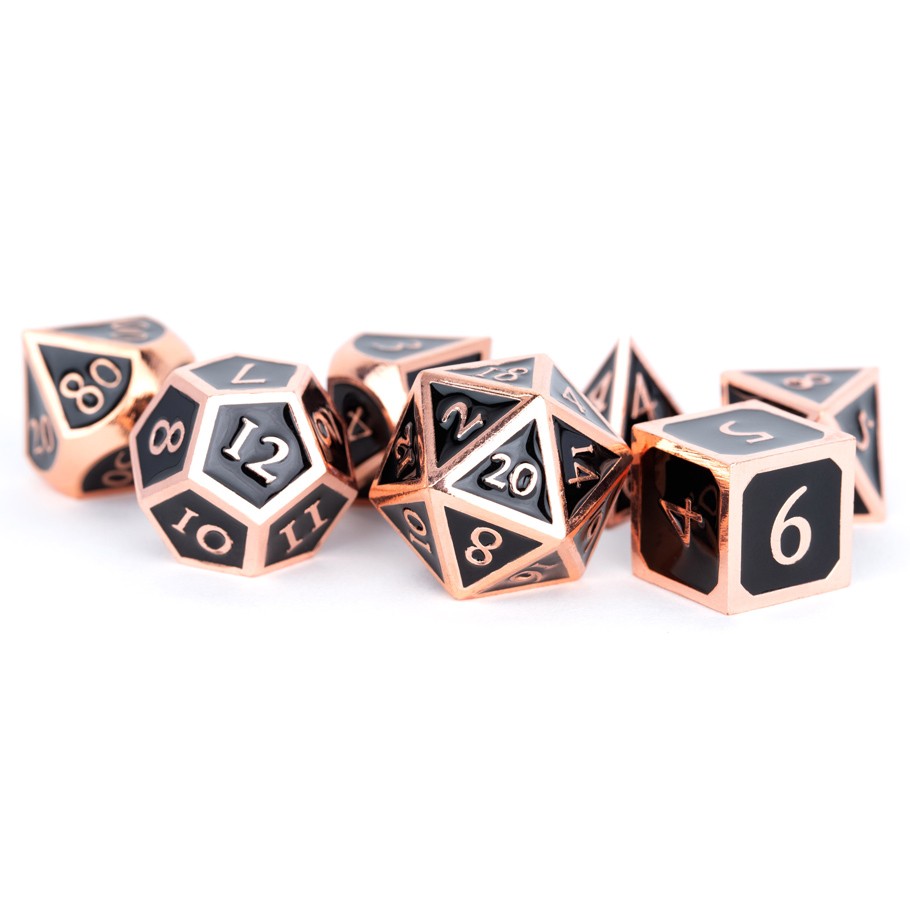[LIC018] Dice: 7-set Metal Enamel Black/copper