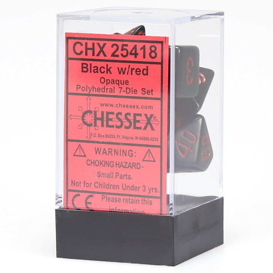 Dice: 7-set Opaque Black/red