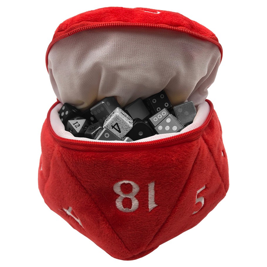 Dice Bag: Red D20 Plush Dice Bag