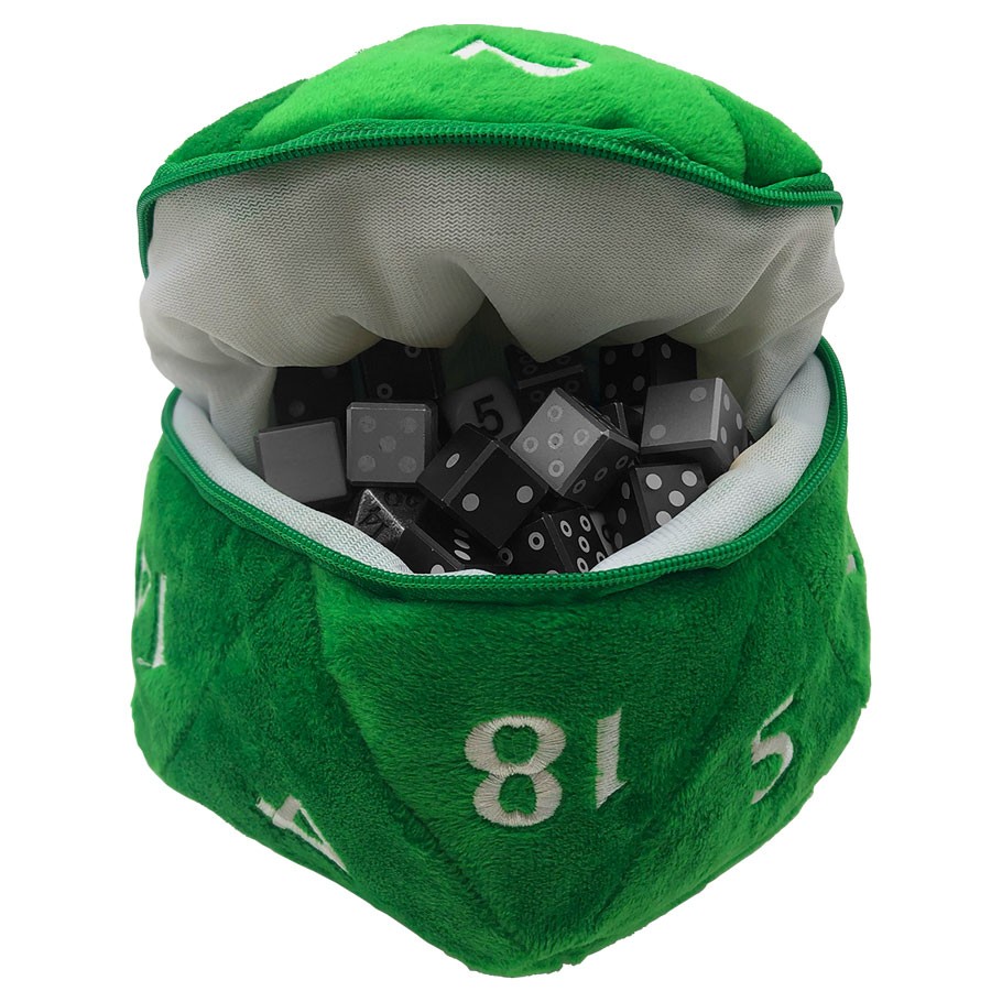 Dice Bag: Green D20 Plush Dice Bag