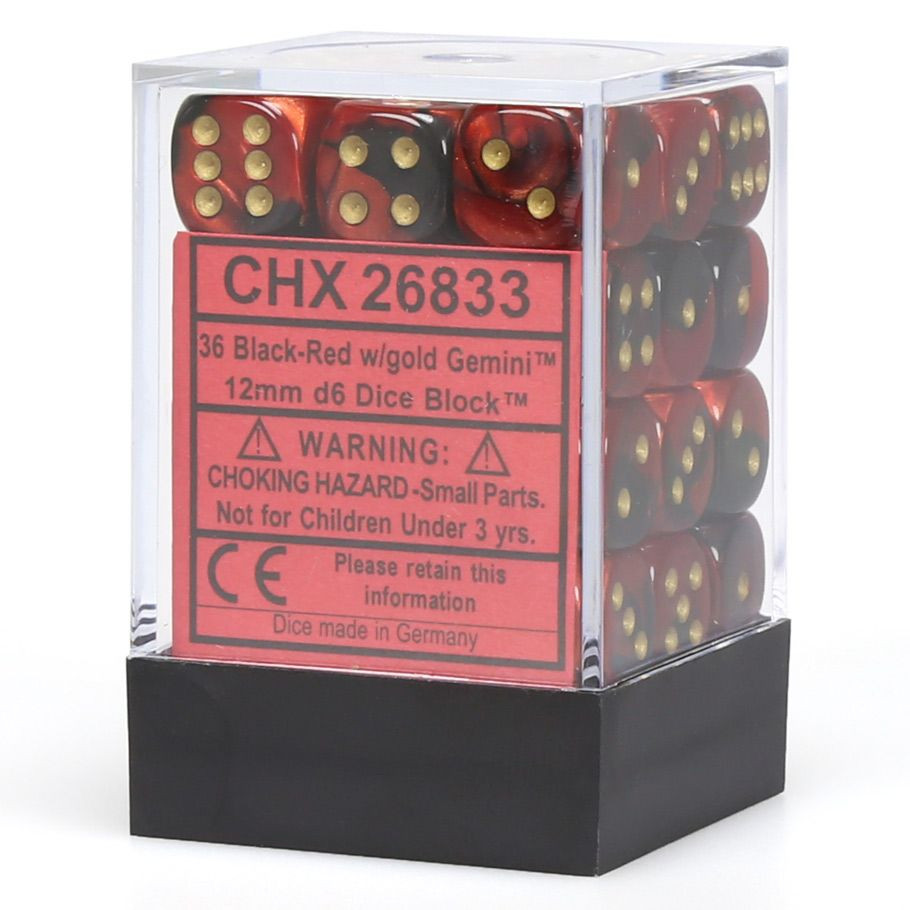 Dice: 36d6 Gemini Black-Red/gold