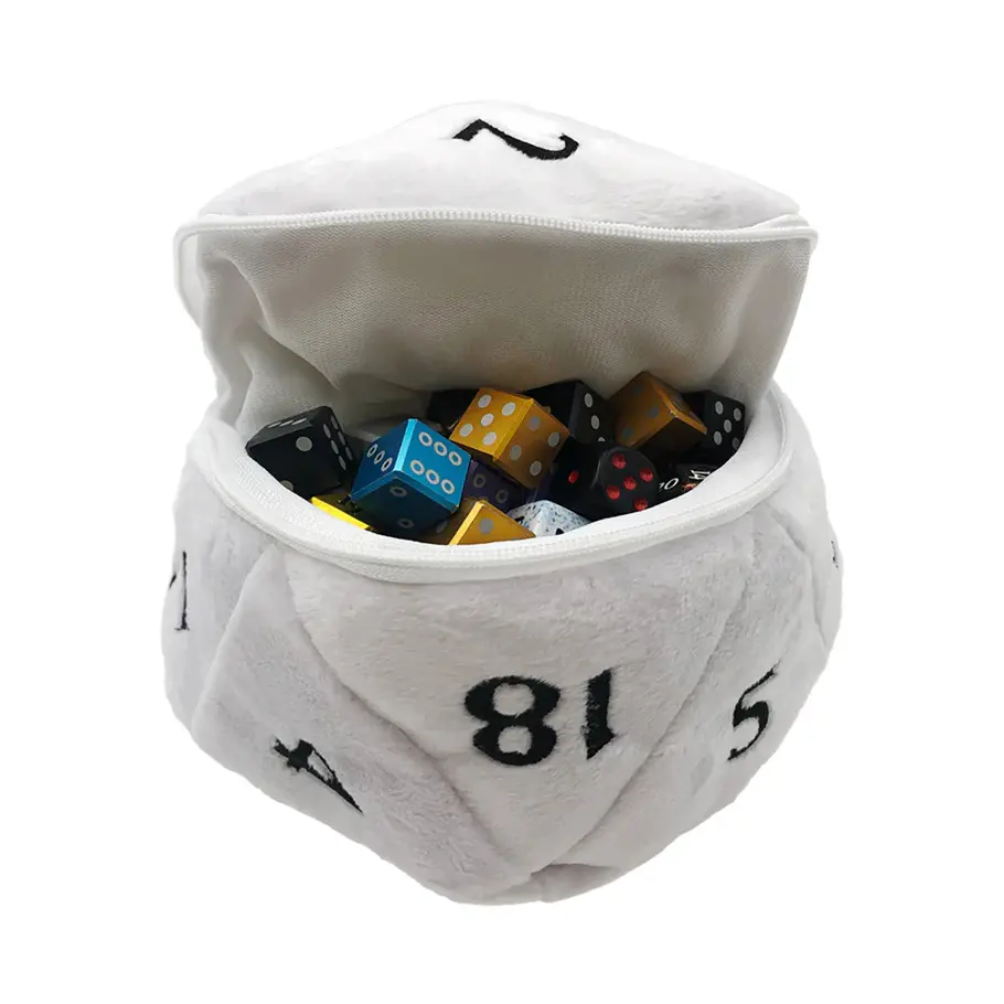 Dice Bag: White D20 Plush Dice Bag