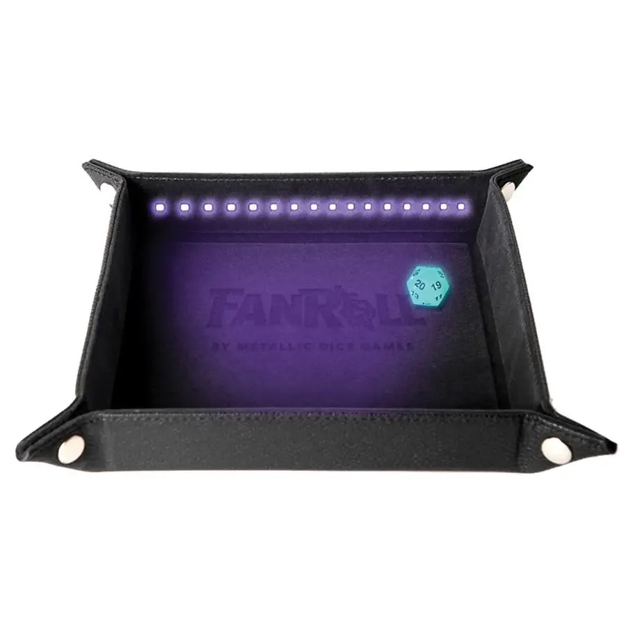 Dice Tray: Blacklight with D20, Black