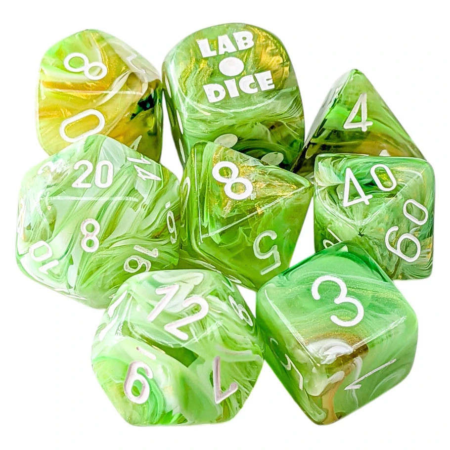 Dice: 7-Set Lab: Marble Sour Green/white