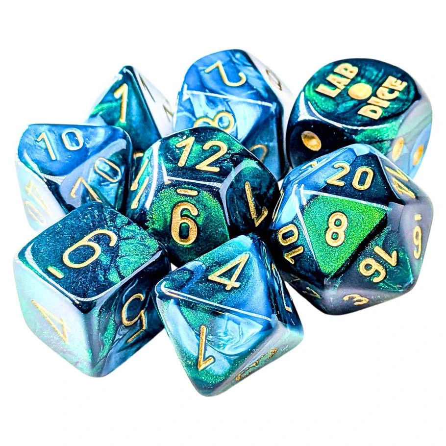 Dice: 7-Set Lab: Gemini Green-Teal/gold
