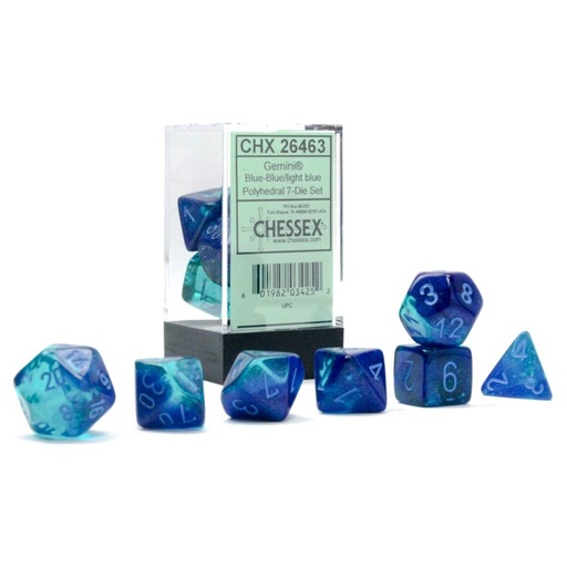 [CHX26463] Dice: 7-set Gemini Blue-Blue/light blue