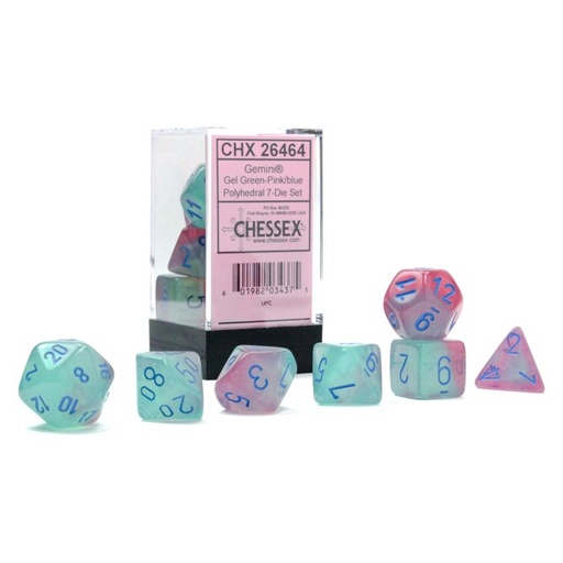 [CHX26464] Dice: 7-set Gemini Gel Green-Pink/blue