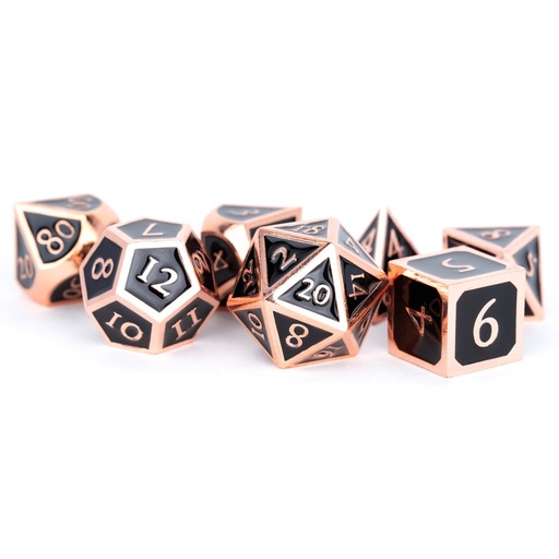 [LIC018] Dice: 7-set Metal Enamel Black/copper