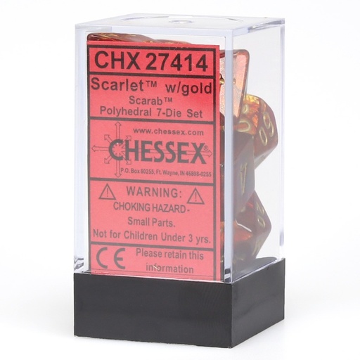 [CHX27414] Dice: 7-set Scarab Scarlet/gold