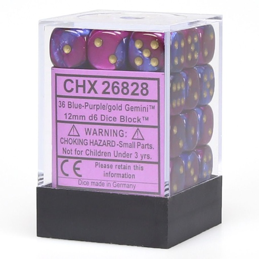 [CHX26828] Dice: 36d6 Gemini Blue-Purple/gold