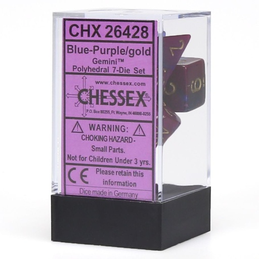 [CHX26428] Dice: 7-set Gemini Blue-Purple/gold