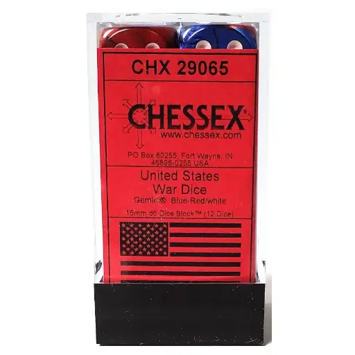 [CHX29065] Dice: 12d6 Opaque WW2 United States Gemini Blue Red/white